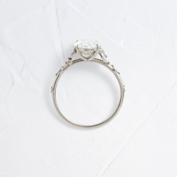 Cluster-Oval Lab Grown Diamond Engagement Ring - Solitaire-Oval Lab Grown Diamond Engagement Ring