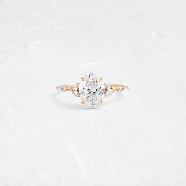Cluster-Oval Lab Grown Diamond Engagement Ring - Solitaire-Oval Lab Grown Diamond Engagement Ring