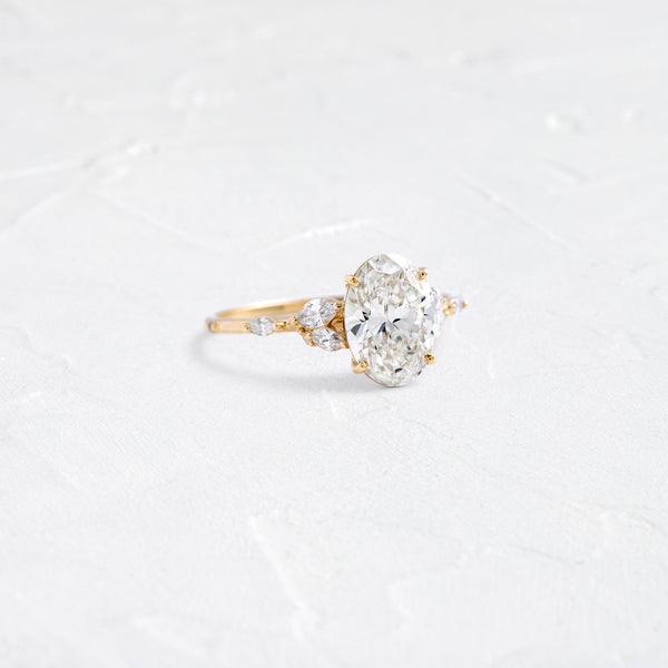 Cluster-Oval Lab Grown Diamond Engagement Ring - Solitaire-Oval Lab Grown Diamond Engagement Ring