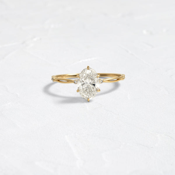 Criss Cross Dainty Pave-Oval Lab Grown Diamond Engagement Ring - Solitaire-Oval Lab Grown Diamond Engagement Ring