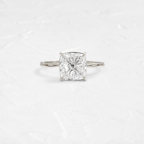 Criss Cross & Dainty Pave-Cushion Lab Grown Diamond Engagement Ring - Solitaire-Oval Lab Grown Diamond Engagement Ring