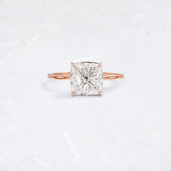 Criss Cross & Dainty Pave-Cushion Lab Grown Diamond Engagement Ring - Solitaire-Oval Lab Grown Diamond Engagement Ring