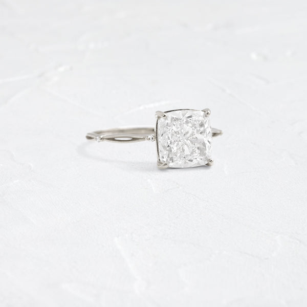 Criss Cross & Dainty Pave-Cushion Lab Grown Diamond Engagement Ring - Solitaire-Oval Lab Grown Diamond Engagement Ring