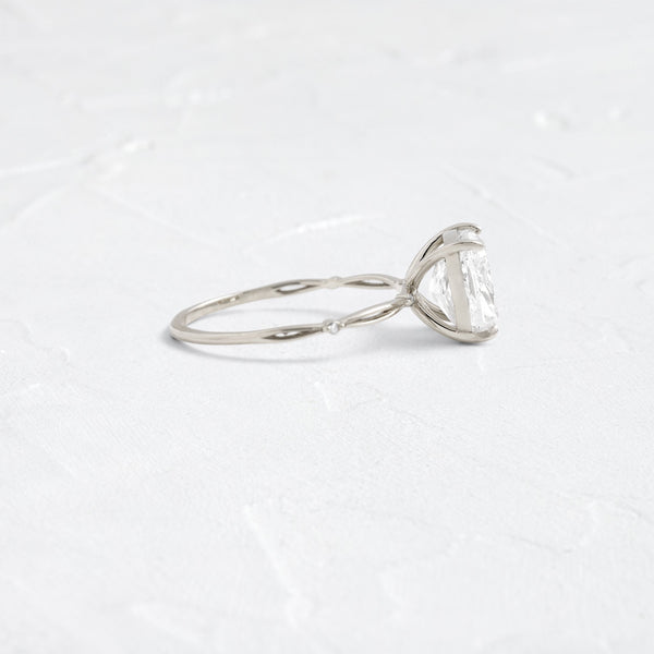 Criss Cross & Dainty Pave-Cushion Lab Grown Diamond Engagement Ring - Solitaire-Oval Lab Grown Diamond Engagement Ring