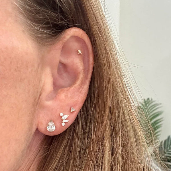 Solitaire Triple Prong- 3.0 CT Pear Lab Grown Diamond Stud Earrings - Solitaire- 1.0CT Oval Lab Grown Diamond Earrings