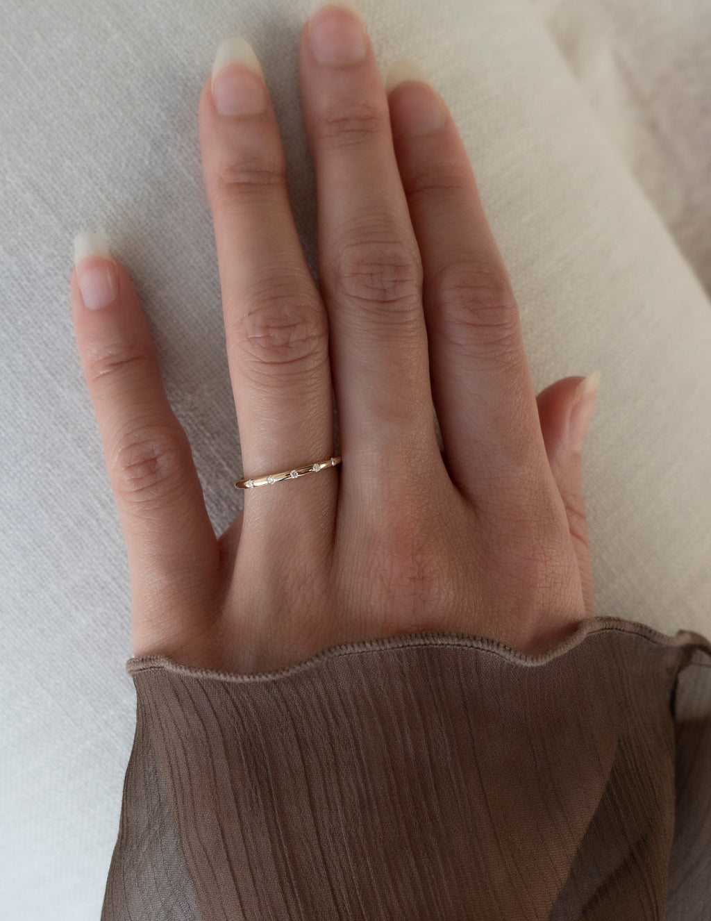 Flush Setting | Stackable Ring- 0.02 CT Round Moissanite Wedding Band