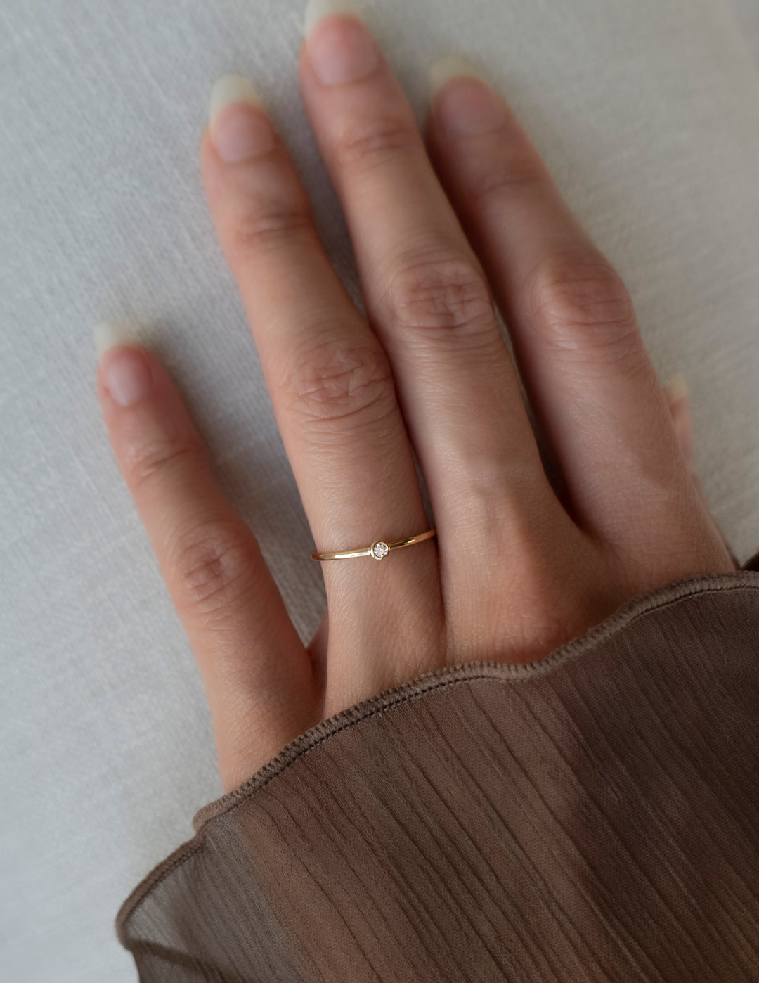 Solitaire Bezel | Stackable Ring- 0.032 CT Round Moissanite Wedding Band