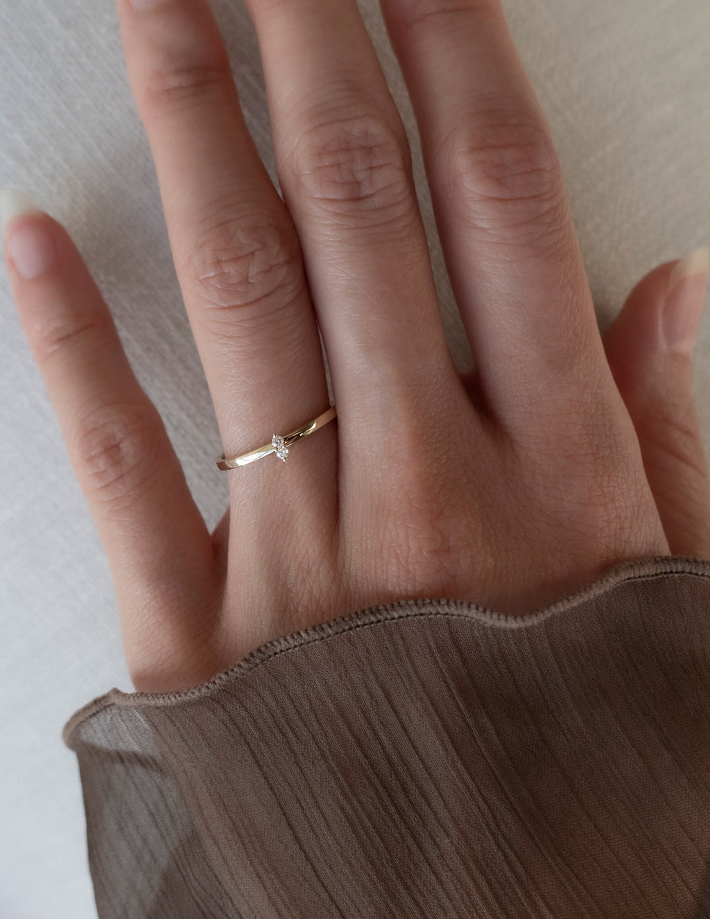 Two Stone Dainty | Stackable Ring- 0.008 CT Round Moissanite Wedding Band