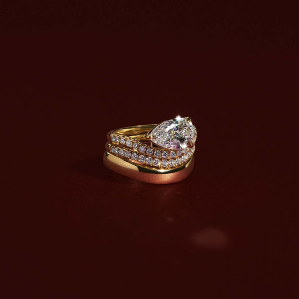 East West Solitaire Curved Shank-Pear Lab Grown Diamond Engagement Ring - Solitaire-Oval Lab Grown Diamond Engagement Ring