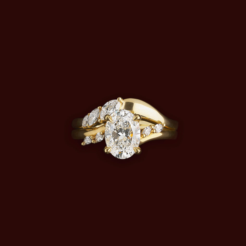 Half Eternity- 0.20 CT Oval Moissanite Wedding Band