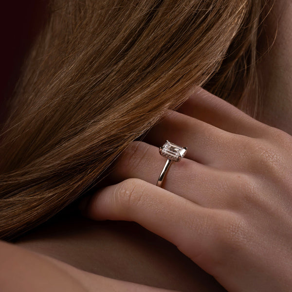 Solitaire & Cathedral-Emerald Lab Grown Diamond Engagement Ring - Solitaire-Oval Lab Grown Diamond Engagement Ring