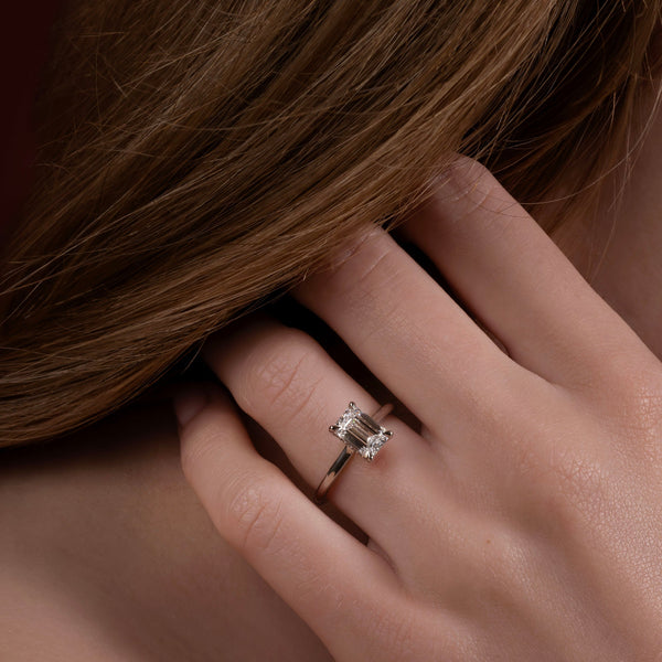Solitaire & Cathedral-Emerald Lab Grown Diamond Engagement Ring - Solitaire-Oval Lab Grown Diamond Engagement Ring