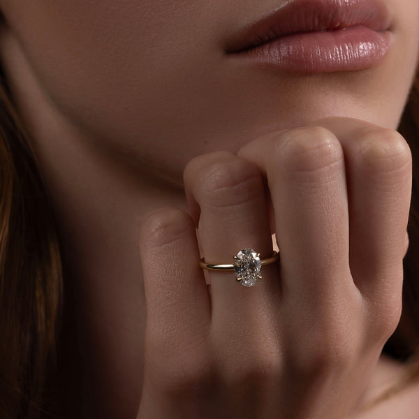 Solitaire Low Profile-Oval Lab Grown Diamond Engagement Ring - Solitaire-Oval Lab Grown Diamond Engagement Ring