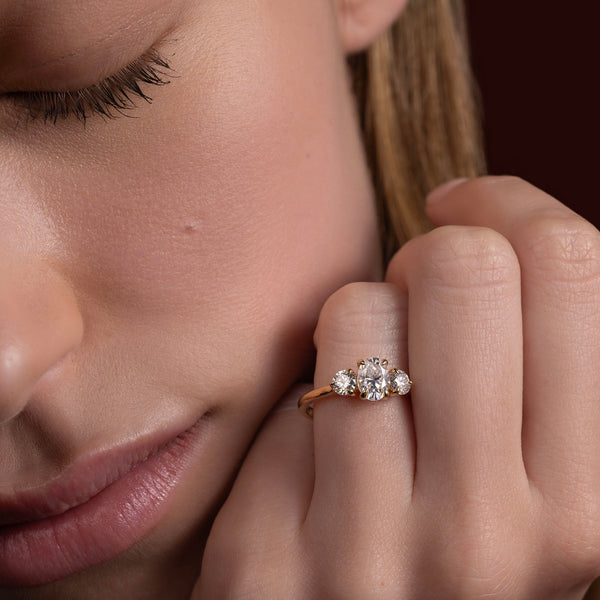 Three Stone- 2.15 CT Oval Moissanite Engagement Ring - Solitaire- 1.0 CT Oval Moissanite Engagement Ring