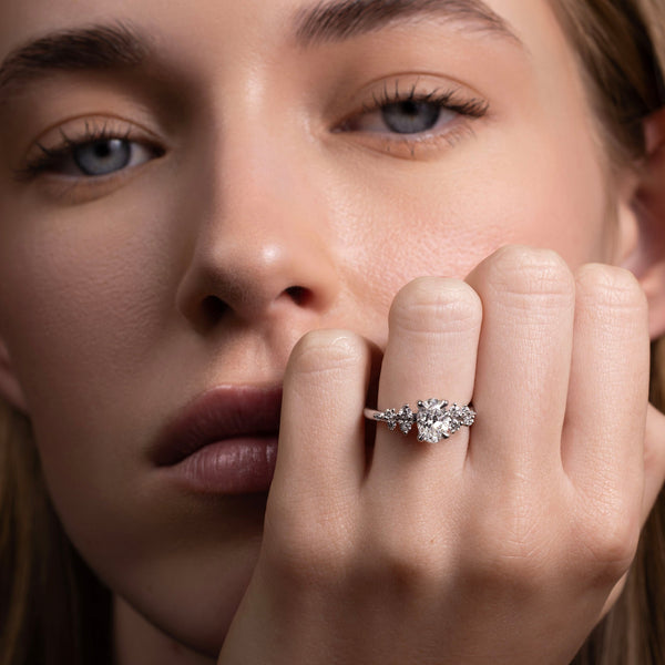 Cluster- 1.7 CT Oval Moissanite Engagement Ring - Solitaire- 1.0 CT Oval Moissanite Engagement Ring