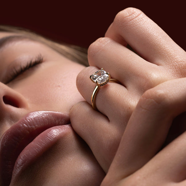 Solitaire-Elongated Cushion Lab Grown Diamond Engagement Ring - Solitaire-Oval Lab Grown Diamond Engagement Ring