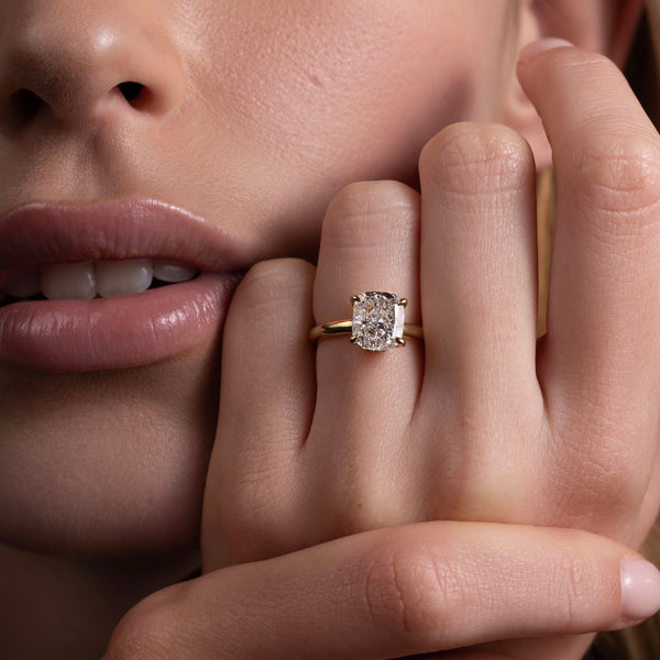 Solitaire-Elongated Cushion Lab Grown Diamond Engagement Ring - Solitaire-Oval Lab Grown Diamond Engagement Ring