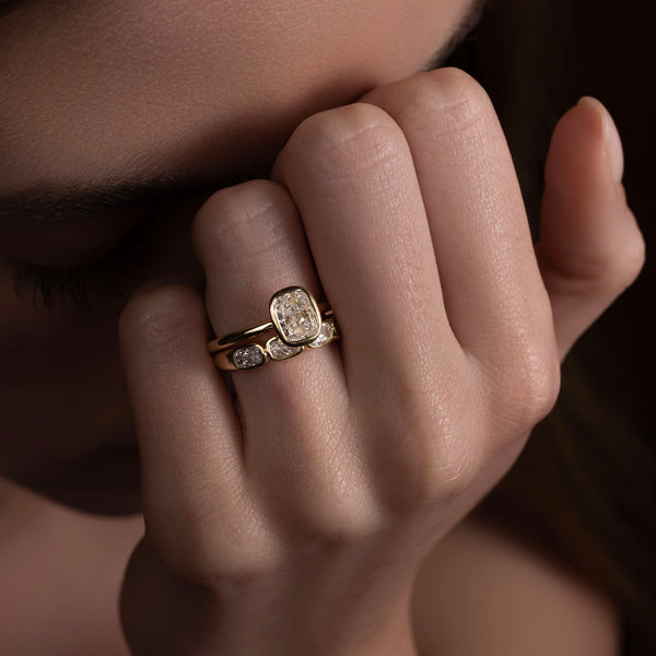 Solitaire Bezel- 2.0 CT Elongated Cushion Moissanite Engagement Ring - Solitaire- 1.0 CT Oval Moissanite Engagement Ring