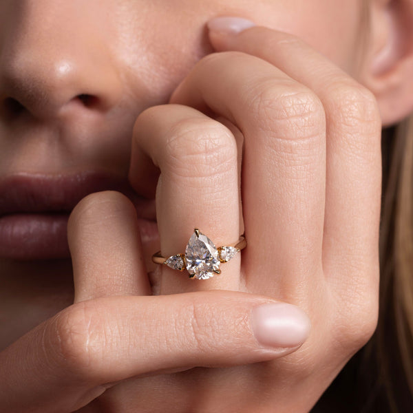 Three Stone & Cathedral-Pear Lab Grown Diamond Engagement Ring - Solitaire-Oval Lab Grown Diamond Engagement Ring