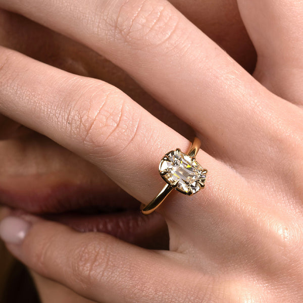 Solitaire Unique Bezel- 2.0 CT Elongated Cushion Moissanite Engagement Ring - Solitaire- 1.0 CT Oval Moissanite Engagement Ring