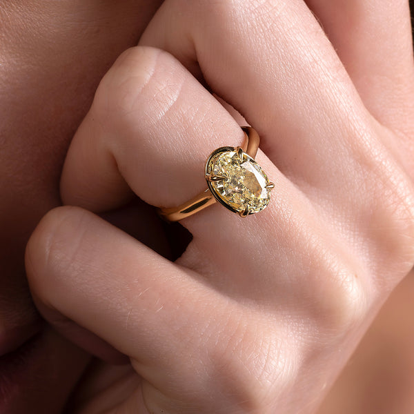 Solitaire Cathedral Unique Bezel- 2.1 CT Oval Moissanite Engagement Ring - Solitaire- 1.0 CT Oval Moissanite Engagement Ring