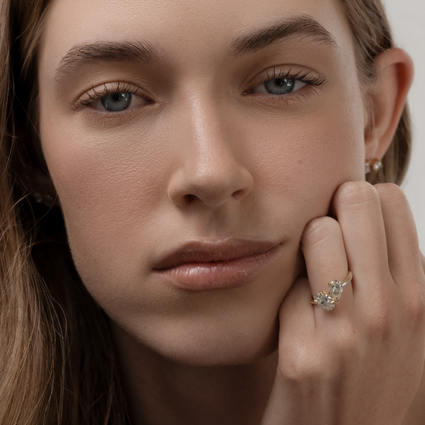 Toi Et Moi Curved-Oval & Pear Lab Grown Diamond Engagement Ring - Solitaire-Oval Lab Grown Diamond Engagement Ring