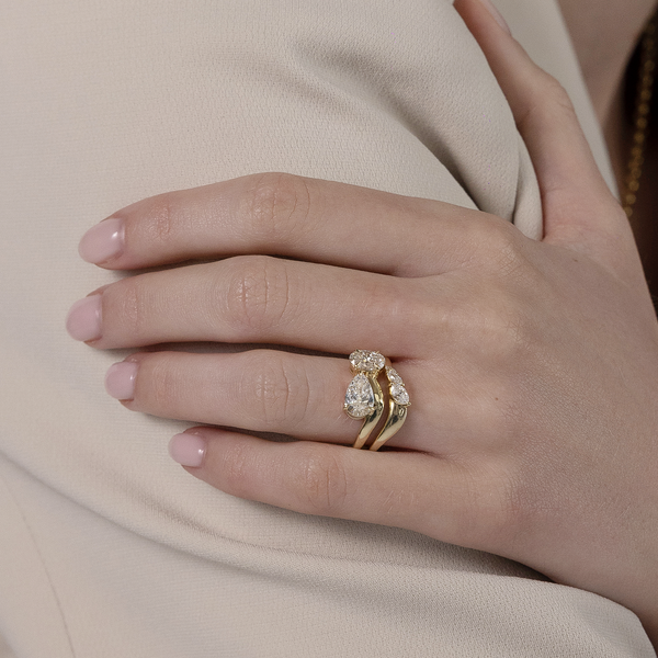 Toi Et Moi Curved Shank-Pear & Oval Lab Grown Diamond Engagement Ring - Solitaire-Oval Lab Grown Diamond Engagement Ring