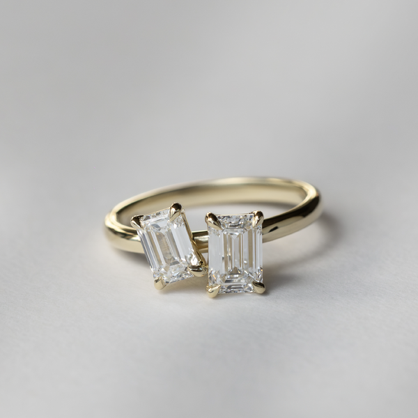 Toi Et Moi-Emerald & Emerald Lab Grown Diamond Engagement Ring - Solitaire-Oval Lab Grown Diamond Engagement Ring