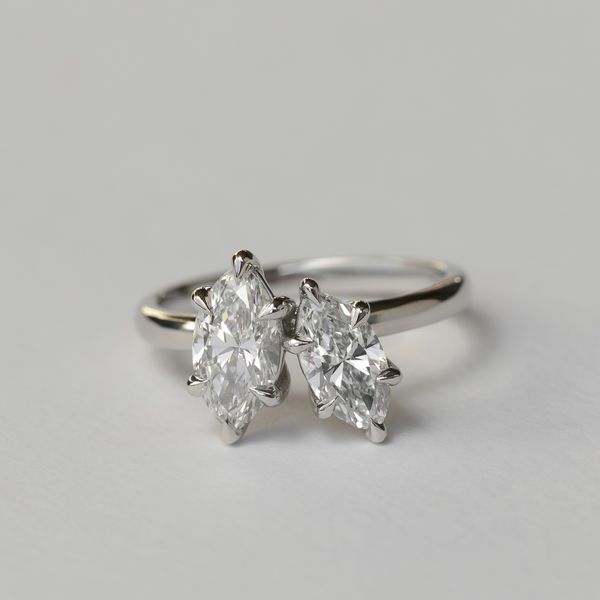 Toi Et Moi-Marquise & Marquise Lab Grown Diamond Engagement Ring - Solitaire-Oval Lab Grown Diamond Engagement Ring