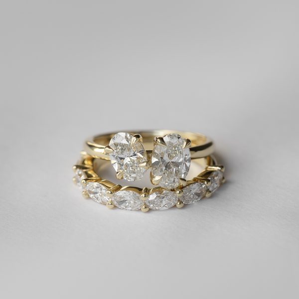 Toi Et Moi- 1.55 CT Oval & 1.33 CT Oval Moissanite Engagement Ring - Solitaire- 1.0 CT Oval Moissanite Engagement Ring