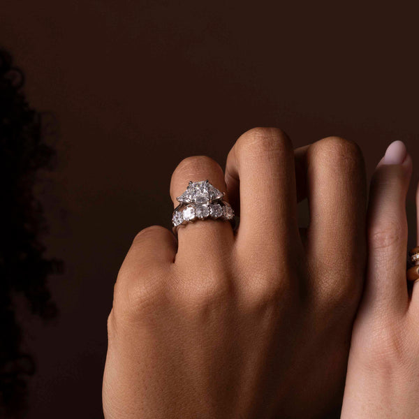 Three Stone & Cathedral-Radiant Lab Grown Diamond Engagement Ring - Solitaire-Oval Lab Grown Diamond Engagement Ring