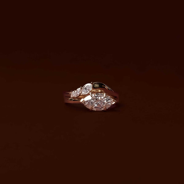 East West Solitaire Cathedral- 1.5 CT Marquise Moissanite Engagement Ring - Solitaire- 1.0 CT Oval Moissanite Engagement Ring