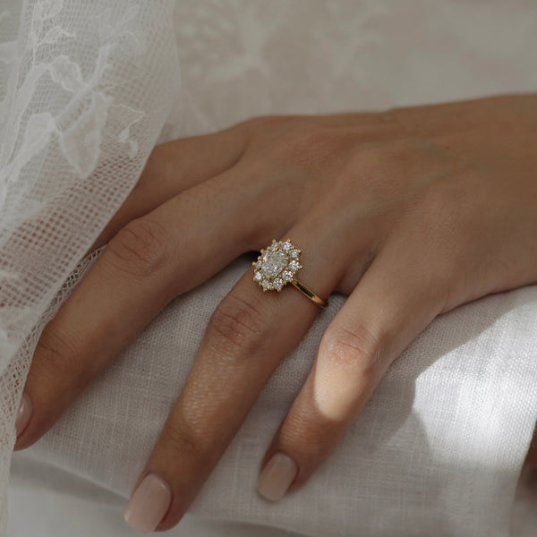 Halo & Cathedral-Elongated Cushion Lab Grown Diamond Engagement Ring - Solitaire-Oval Lab Grown Diamond Engagement Ring