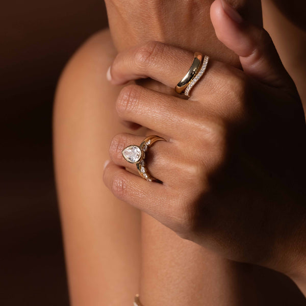 Solitaire Bezel Cathedral-Pear Lab Grown Diamond Engagement Ring - Solitaire-Oval Lab Grown Diamond Engagement Ring