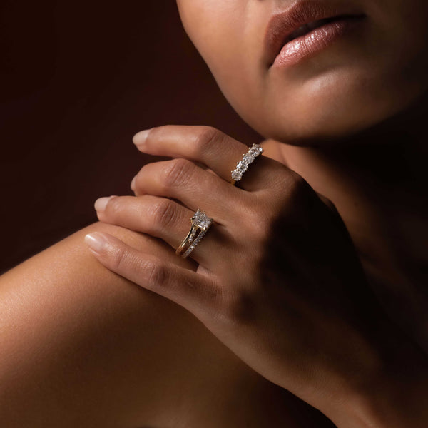 Cluster & Cathedral-Elongated Cushion Lab Grown Diamond Engagement Ring - Solitaire-Oval Lab Grown Diamond Engagement Ring