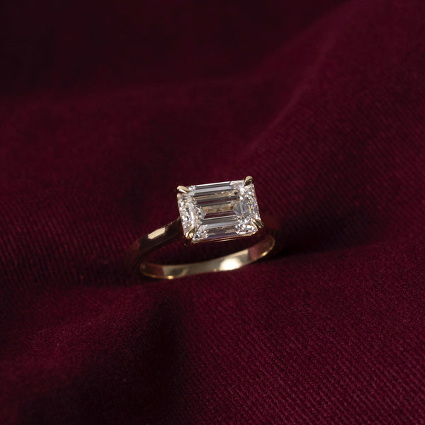 East West Solitaire Cathedral-Emerald Lab Grown Diamond Engagement Ring - Solitaire-Oval Lab Grown Diamond Engagement Ring