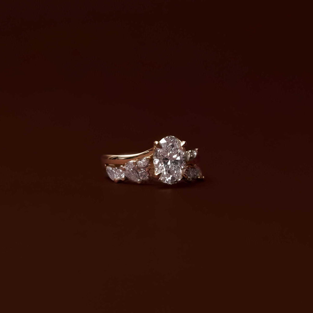 Half Eternity- 0.20 CT Oval Moissanite Wedding Band