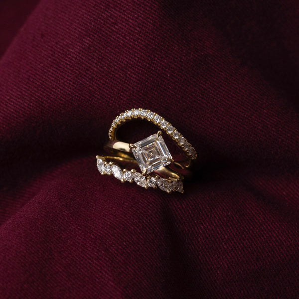 Solitaire Compass Style- 1.15 CT Asscher Moissanite Engagement Ring - Solitaire- 1.0 CT Oval Moissanite Engagement Ring