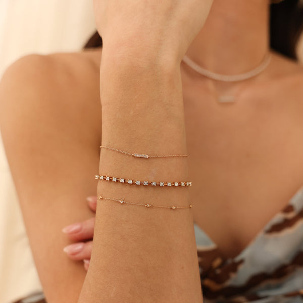 Diamond Bar-0.06 CT Round Lab Grown Diamond Bracelets - Solitaire Bezel-1.0 CT Oval Lab Grown Diamond Bracelets