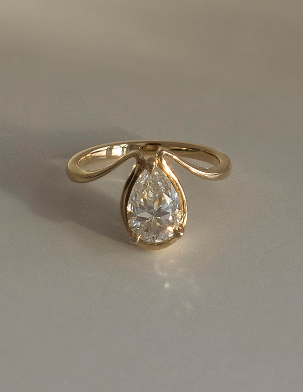 Solitaire Tear Drop Shank-Pear Lab Grown Diamond Engagement Ring - Solitaire-Oval Lab Grown Diamond Engagement Ring