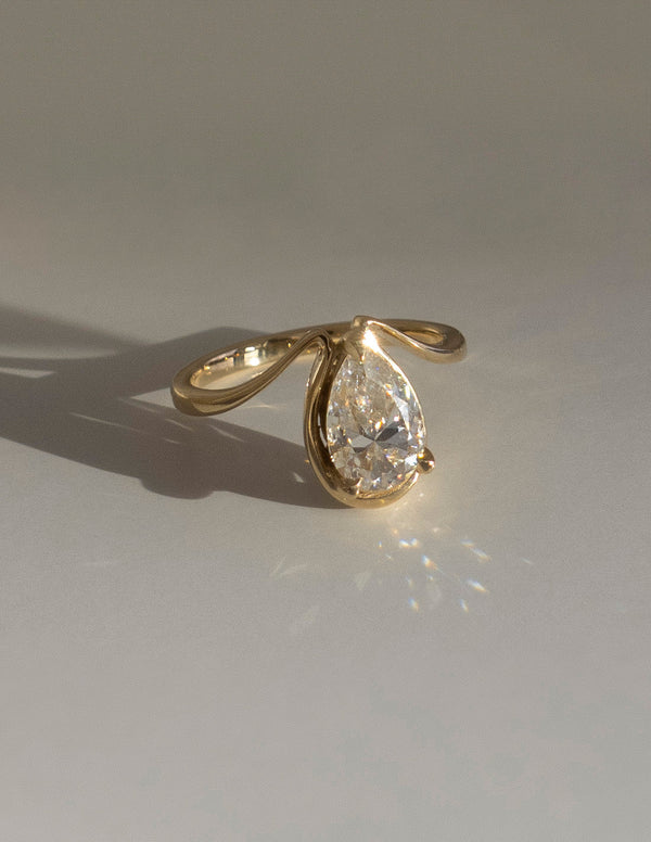 Solitaire Tear Drop Shank-Pear Lab Grown Diamond Engagement Ring - Solitaire-Oval Lab Grown Diamond Engagement Ring