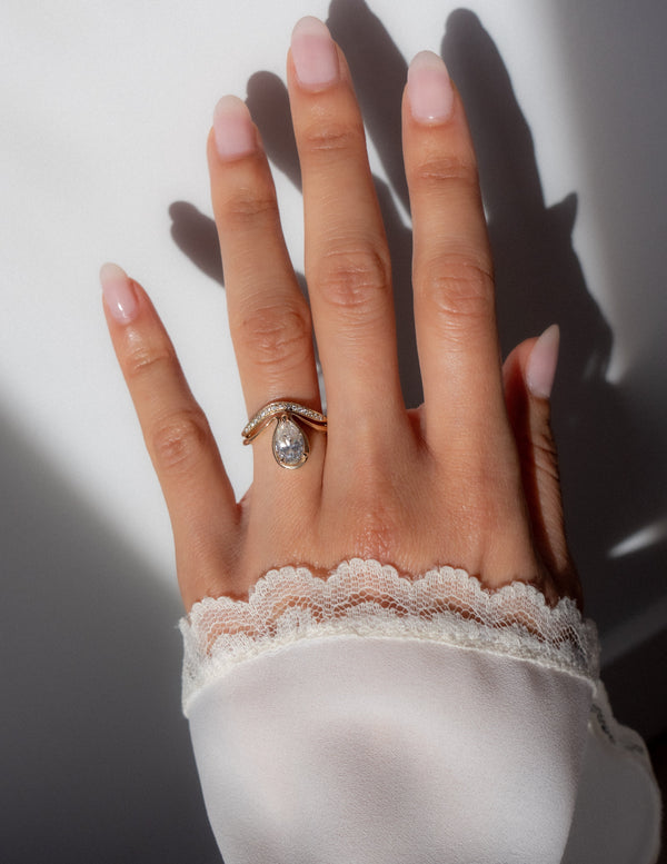 Solitaire Tear Drop Shank-Pear Lab Grown Diamond Engagement Ring - Solitaire-Oval Lab Grown Diamond Engagement Ring