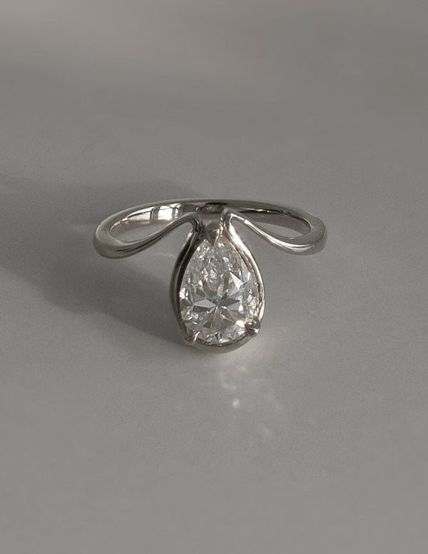Solitaire Tear Drop Shank-Pear Lab Grown Diamond Engagement Ring - Solitaire-Oval Lab Grown Diamond Engagement Ring