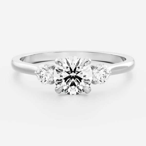 Three Stone & Cathedral-Round Lab Grown Diamond Engagement Ring - Solitaire-Oval Lab Grown Diamond Engagement Ring
