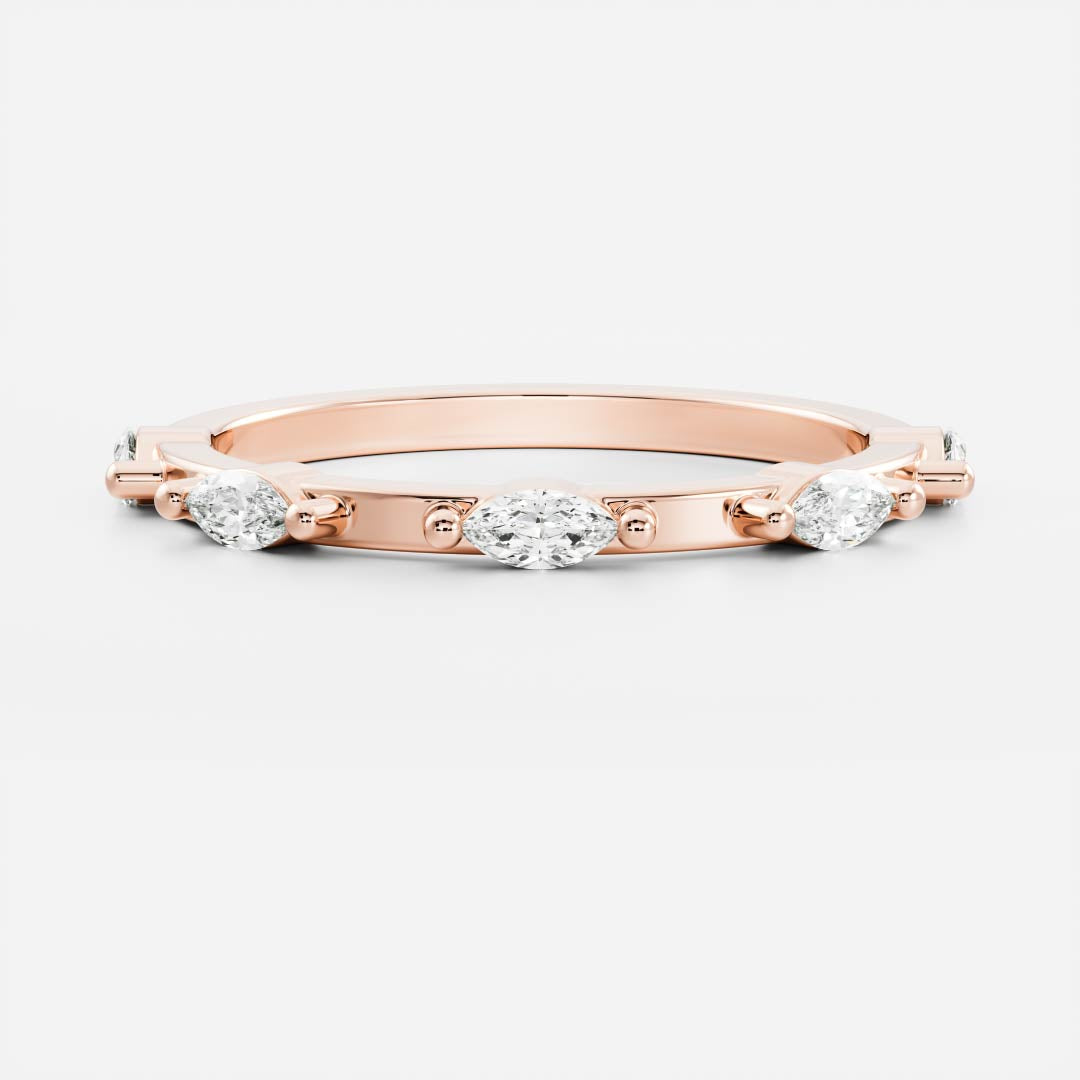Half Eternity- 0.20 CT Oval Moissanite Wedding Band