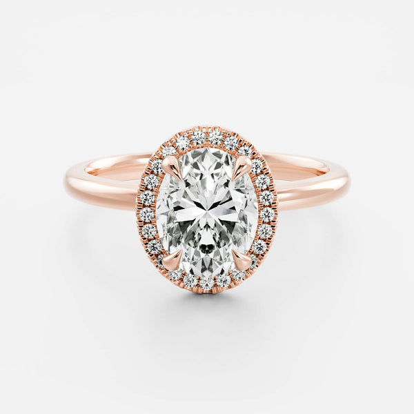Halo-Oval Lab Grown Diamond Engagement Ring - Solitaire-Oval Lab Grown Diamond Engagement Ring