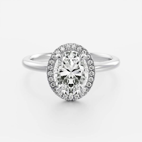 Halo-Oval Lab Grown Diamond Engagement Ring - Solitaire-Oval Lab Grown Diamond Engagement Ring