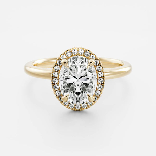 Halo-Oval Lab Grown Diamond Engagement Ring - Solitaire-Oval Lab Grown Diamond Engagement Ring
