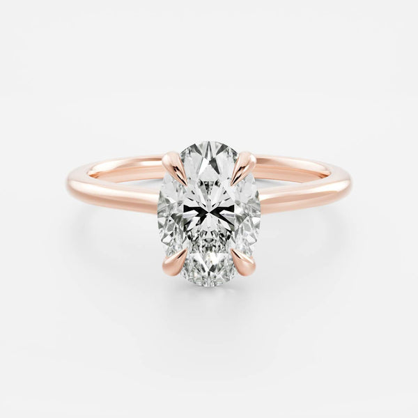 Solitaire Cathedral-Oval Lab Grown Diamond Engagement Ring - Solitaire-Oval Lab Grown Diamond Engagement Ring