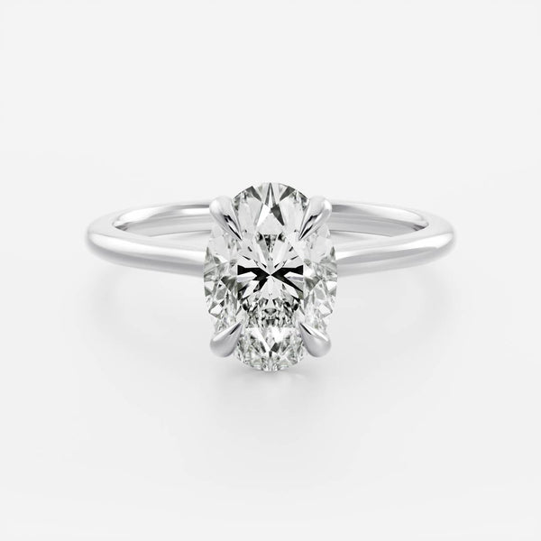 Solitaire Cathedral-Oval Lab Grown Diamond Engagement Ring - Solitaire-Oval Lab Grown Diamond Engagement Ring